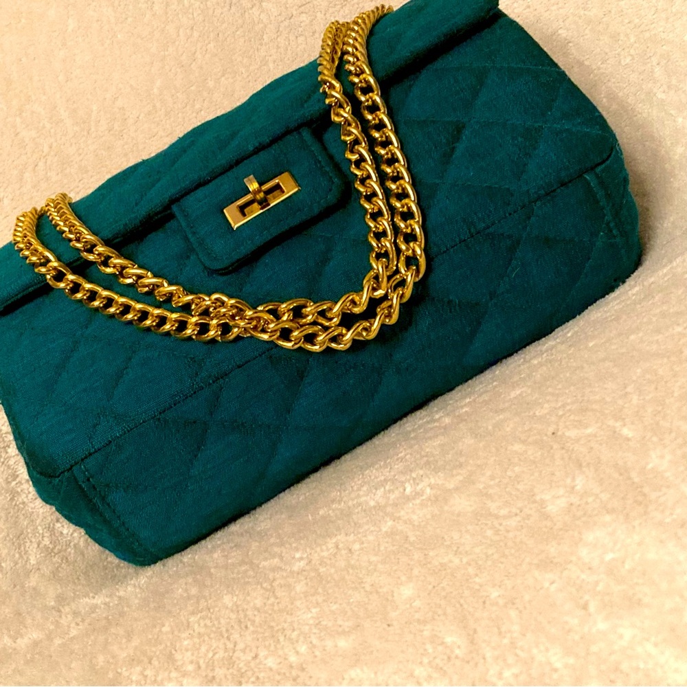 Vintage Star of Saigon Emerald Green Handwoven Raw Silk Purse - Picture 12 of 16